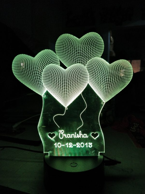 Personalized Acrylic 3D illusion Lamp Heart OK3DL001