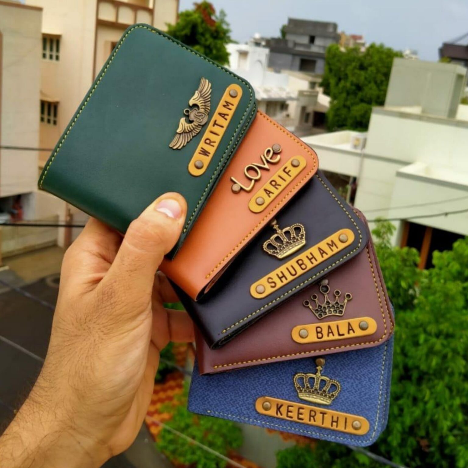 customised wallet + keychain set for men