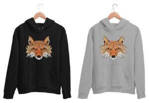 Unisex Printed Hoodie Ethnic Fox Design