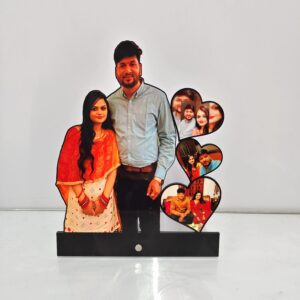 Personalized Cutout frame with 3 heart Photos table top