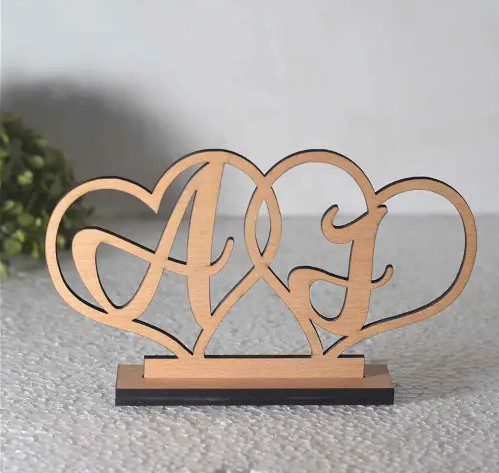 Customized Heart A To Z Alphabet Wooden Table Top