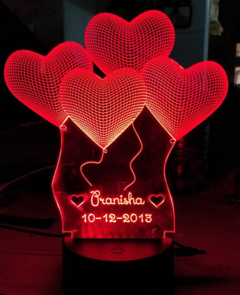 Buy Best Personalized Acrylic 3D illusion Lamp Heart OK3DL001