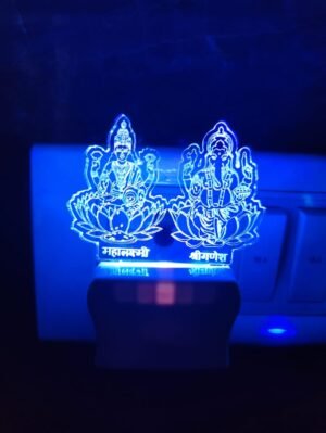 Shri Laxmi Shri Ganesh LED Acrylic Night Lamp (Color Changing)