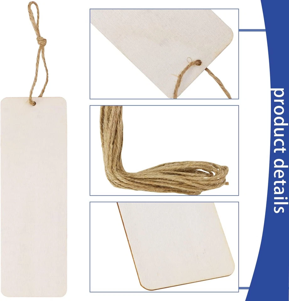 50 Pcs 15x5 CM Large Size Blank Wooden Gift Tags Labels Unfinished 2.5 MM - Image 2